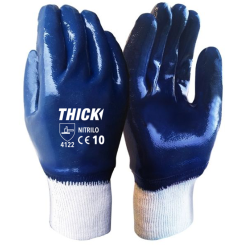 GUANTE NITRILO PUÑO TEJIDO AZUL THICK